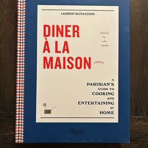 Rizzoli 'Diner à la Maison' Cookbook in Blue and Red